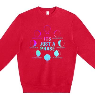 Its Just A Phase Celestial Moon Lunar Cycle Astronomy Premium Crewneck Sweatshirt