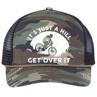 It's Just A Hill Get Over It Funny MTB Mountain Bike Retro Rope Trucker Hat Cap