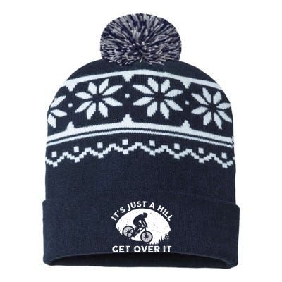 It's Just A Hill Get Over It Funny MTB Mountain Bike USA-Made Snowflake Beanie