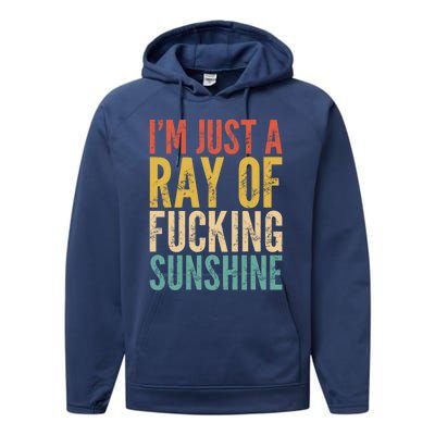 IM Just A Ray Of Fucking Sunshine Funny Saying Sarcastic Gift Performance Fleece Hoodie