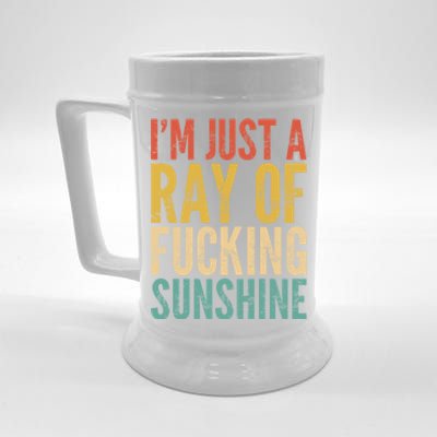 IM Just A Ray Of Fucking Sunshine Funny Saying Sarcastic Gift Beer Stein