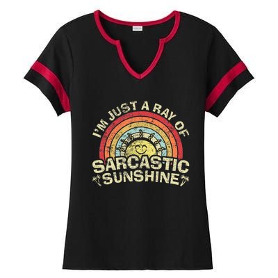 Im Just A Ray Of Sarcastic Sunshine Novelty Humor Sarcastic Ladies Halftime Notch Neck Tee