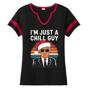 IM Just A Chill Guys Funny Trump Santa Hat Christmas Ladies Halftime Notch Neck Tee