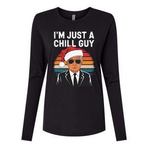 IM Just A Chill Guys Funny Trump Santa Hat Christmas Womens Cotton Relaxed Long Sleeve T-Shirt