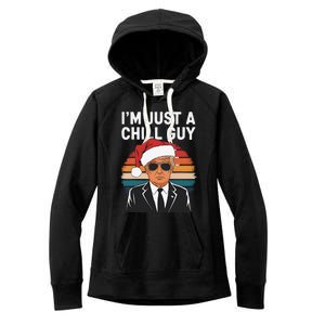 IM Just A Chill Guys Funny Trump Santa Hat Christmas Women's Fleece Hoodie