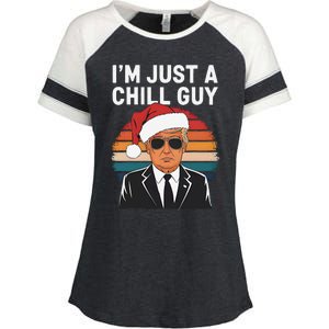 IM Just A Chill Guys Funny Trump Santa Hat Christmas Enza Ladies Jersey Colorblock Tee