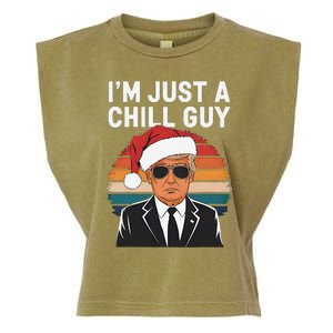 IM Just A Chill Guys Funny Trump Santa Hat Christmas Garment-Dyed Women's Muscle Tee