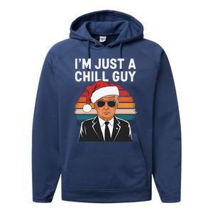 IM Just A Chill Guys Funny Trump Santa Hat Christmas Performance Fleece Hoodie