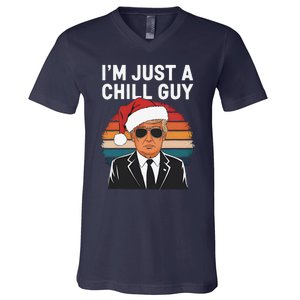 IM Just A Chill Guys Funny Trump Santa Hat Christmas V-Neck T-Shirt