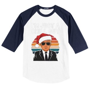 IM Just A Chill Guys Funny Trump Santa Hat Christmas Baseball Sleeve Shirt