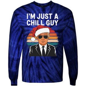 IM Just A Chill Guys Funny Trump Santa Hat Christmas Tie-Dye Long Sleeve Shirt