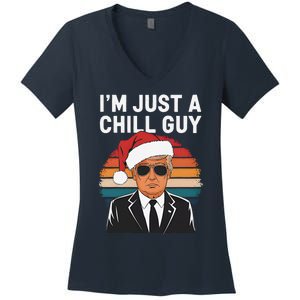 IM Just A Chill Guys Funny Trump Santa Hat Christmas Women's V-Neck T-Shirt