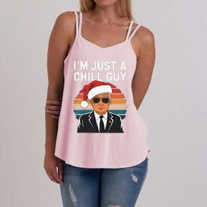 IM Just A Chill Guys Funny Trump Santa Hat Christmas Women's Strappy Tank