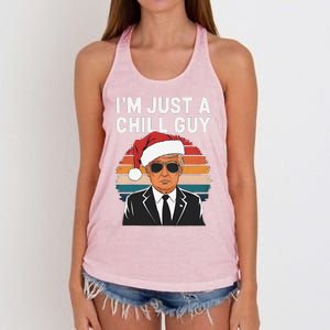 IM Just A Chill Guys Funny Trump Santa Hat Christmas Women's Knotted Racerback Tank