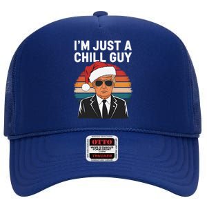 IM Just A Chill Guys Funny Trump Santa Hat Christmas High Crown Mesh Back Trucker Hat