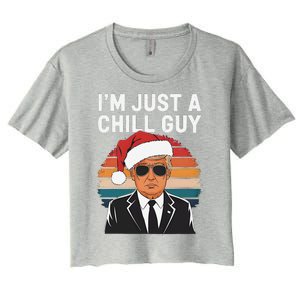 IM Just A Chill Guys Funny Trump Santa Hat Christmas Women's Crop Top Tee