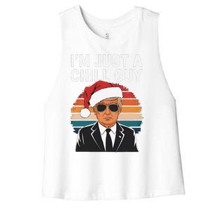 IM Just A Chill Guys Funny Trump Santa Hat Christmas Women's Racerback Cropped Tank