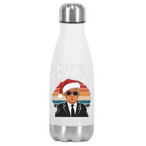 IM Just A Chill Guys Funny Trump Santa Hat Christmas Stainless Steel Insulated Water Bottle