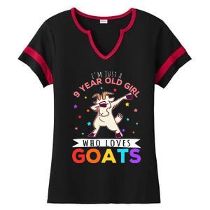 I'm Just A 9 Year Old Girl Who Loves Goats Goat Girl Ladies Halftime Notch Neck Tee