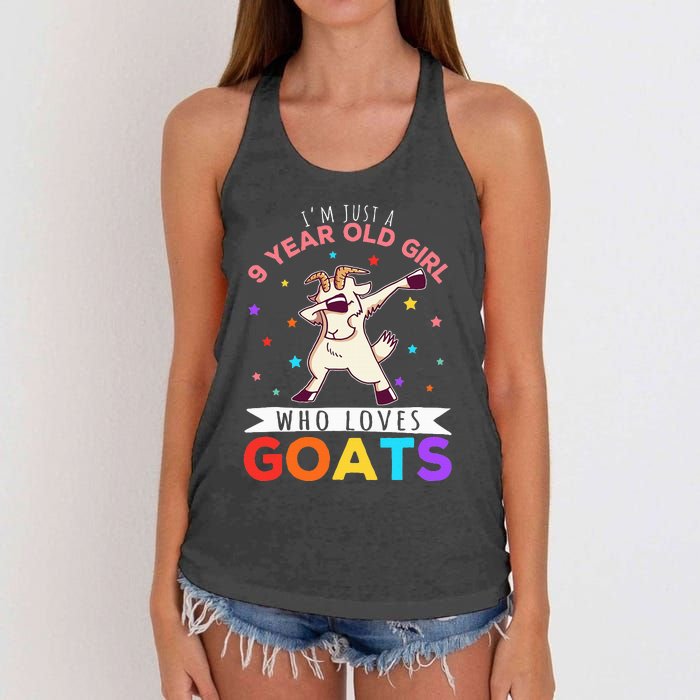 I'm Just A 9 Year Old Girl Who Loves Goats Goat Girl Women's Knotted Racerback Tank