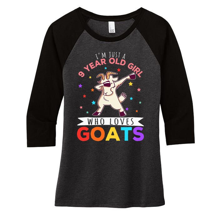 I'm Just A 9 Year Old Girl Who Loves Goats Goat Girl Women's Tri-Blend 3/4-Sleeve Raglan Shirt