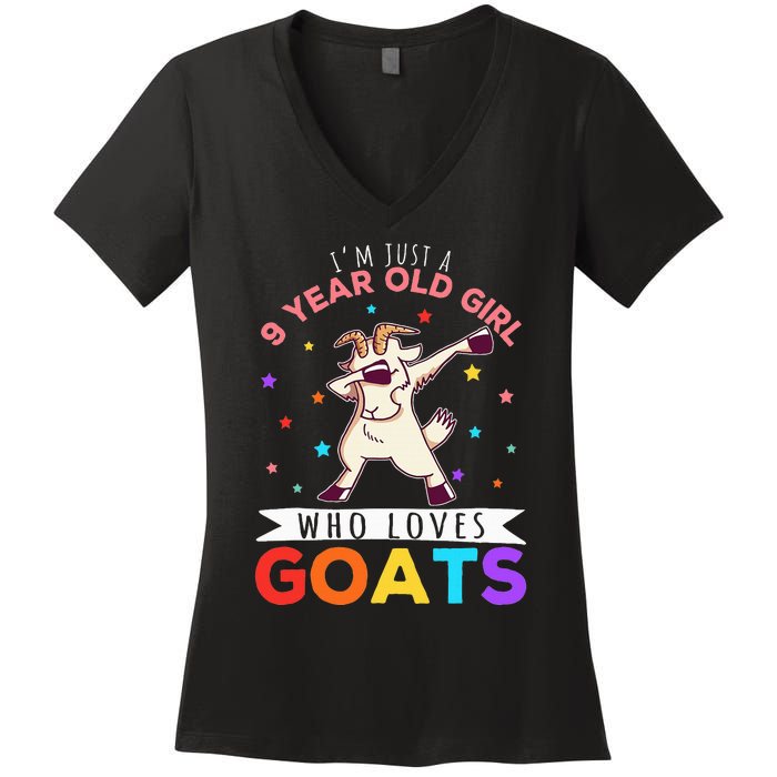 I'm Just A 9 Year Old Girl Who Loves Goats Goat Girl Women's V-Neck T-Shirt