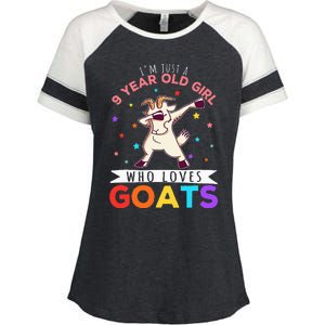 I'm Just A 9 Year Old Girl Who Loves Goats Goat Girl Enza Ladies Jersey Colorblock Tee