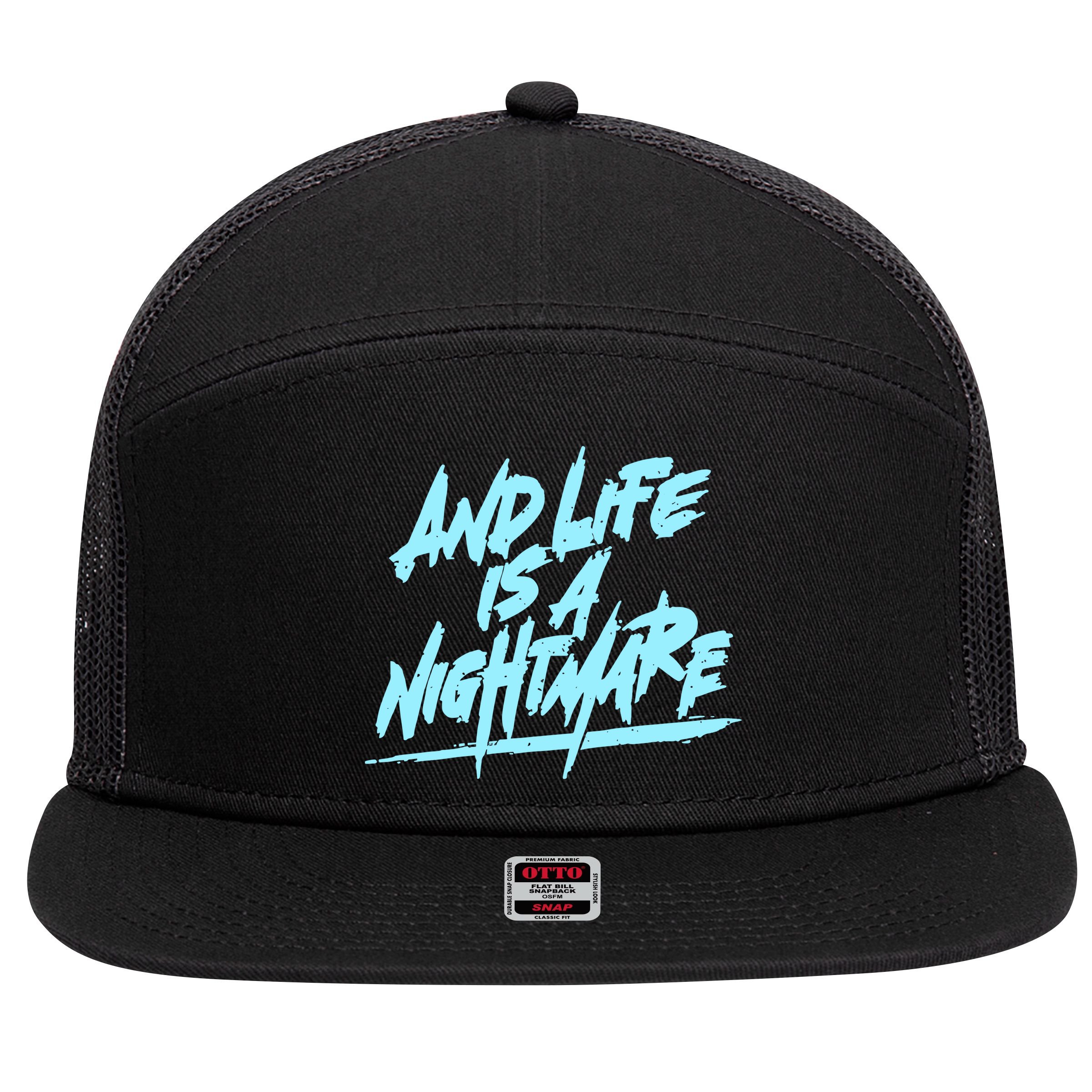 Im Just A An Adult And Life Is A Nightmare 7 Panel Mesh Trucker Snapback Hat