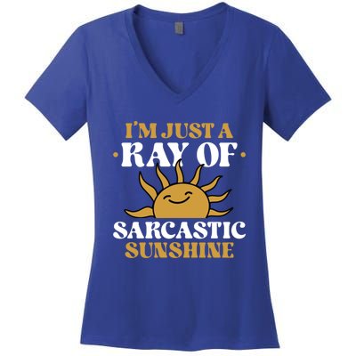 IM Just A Ray Of Sarcastic Sunshine Humor Sarcastic Cool Gift Women's V-Neck T-Shirt