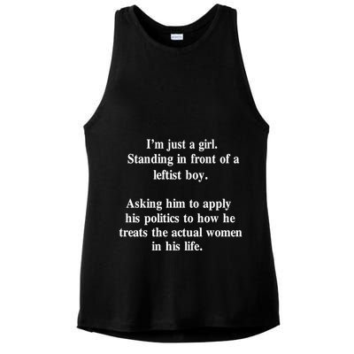 IM Just A Girl Standing In Front Of A Leftist Ladies PosiCharge Tri-Blend Wicking Tank