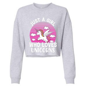 I'm Just A Lucky Who Loves Unicorn Gift Unicorn Great Gift Cool Gift Cropped Pullover Crew