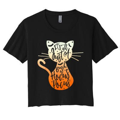 Its Just A Bunch Of Hocus Pocus Halloween Cat Lover Women's Crop Top Tee