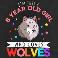 I'm Just A 8 Year Old Who Loves Wolves Wolf Lover 7 Panel Mesh Trucker Snapback Hat
