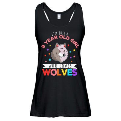 I'm Just A 8 Year Old Who Loves Wolves Wolf Lover Ladies Essential Flowy Tank