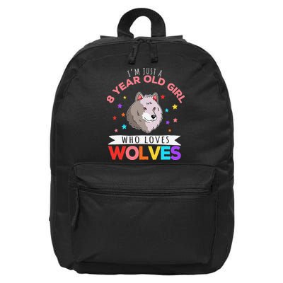 I'm Just A 8 Year Old Who Loves Wolves Wolf Lover 16 in Basic Backpack
