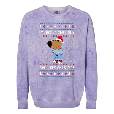 IM Just A Chill Guy Who Likes Christmas Ugly Sweater Colorblast Crewneck Sweatshirt