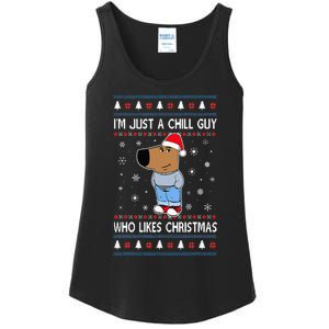 IM Just A Chill Guy Who Likes Christmas Ugly Sweater Ladies Essential Tank