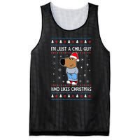 IM Just A Chill Guy Who Likes Christmas Ugly Sweater Mesh Reversible Basketball Jersey Tank