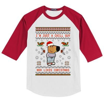 IM Just A Chill Guy Who Likes Christmas Gift Kids Colorblock Raglan Jersey