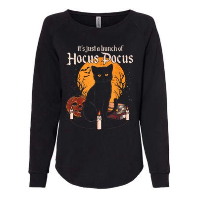 It's Just A Bunch Of Hocus Pocus Funny Halloween Black Cat Womens California Wash Sweatshirt