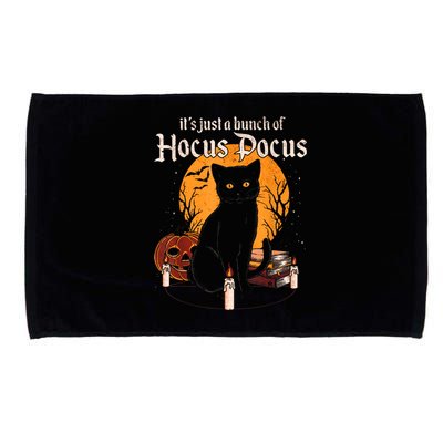 It's Just A Bunch Of Hocus Pocus Funny Halloween Black Cat Microfiber Hand Towel