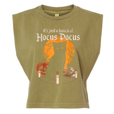 It's Just A Bunch Of Hocus Pocus Funny Halloween Black Cat Garment-Dyed Women's Muscle Tee