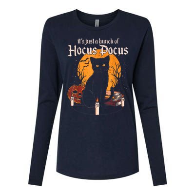 It's Just A Bunch Of Hocus Pocus Funny Halloween Black Cat Womens Cotton Relaxed Long Sleeve T-Shirt