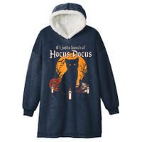 It's Just A Bunch Of Hocus Pocus Funny Halloween Black Cat Hooded Wearable Blanket