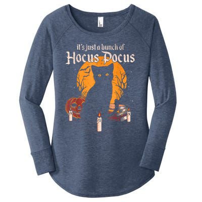 It's Just A Bunch Of Hocus Pocus Funny Halloween Black Cat Women's Perfect Tri Tunic Long Sleeve Shirt