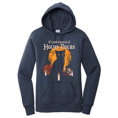 It's Just A Bunch Of Hocus Pocus Funny Halloween Black Cat Women's Pullover Hoodie