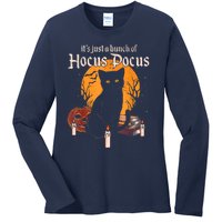 It's Just A Bunch Of Hocus Pocus Funny Halloween Black Cat Ladies Long Sleeve Shirt