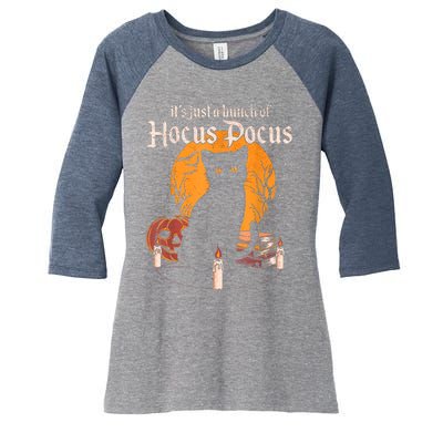 It's Just A Bunch Of Hocus Pocus Funny Halloween Black Cat Women's Tri-Blend 3/4-Sleeve Raglan Shirt