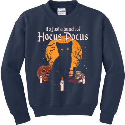 It's Just A Bunch Of Hocus Pocus Funny Halloween Black Cat Kids Sweatshirt