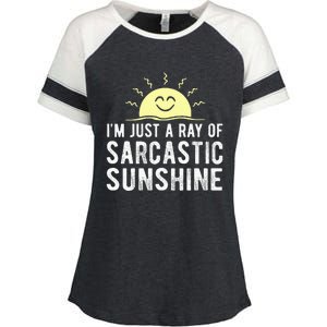 I’m Just A Ray Of Sarcastic Sunshine Funny Sarcastic Saying Enza Ladies Jersey Colorblock Tee